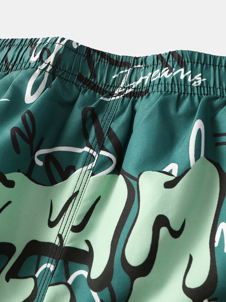 Roliga Graffititryck För Män Mesh Liner Quick Dry Holiday Casual Board Shorts