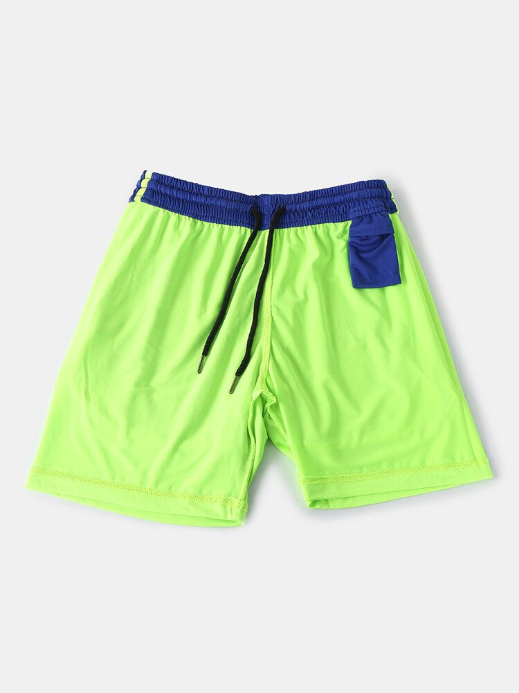 Tvåfärgad Lappträning Herrsportsträning Stretch Slim Fit Strandshorts Med Dubbla Lager