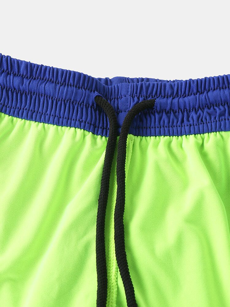 Tvåfärgad Lappträning Herrsportsträning Stretch Slim Fit Strandshorts Med Dubbla Lager