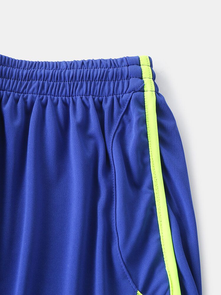 Tvåfärgad Lappträning Herrsportsträning Stretch Slim Fit Strandshorts Med Dubbla Lager