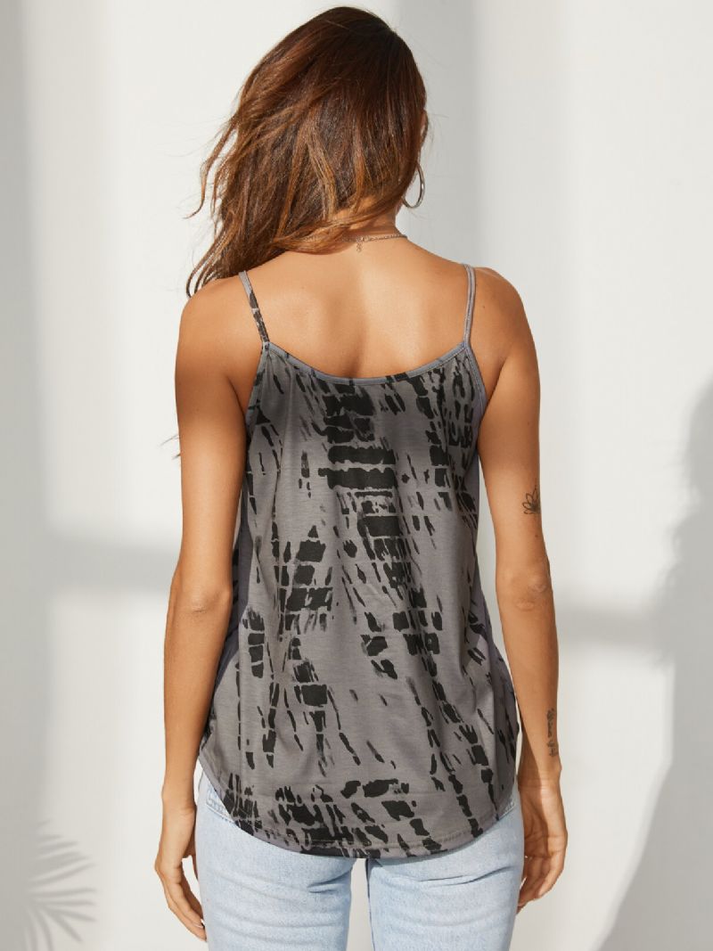 Casual Print Wrap Design V-ringad Ärmlös Summer Sling Tank Top