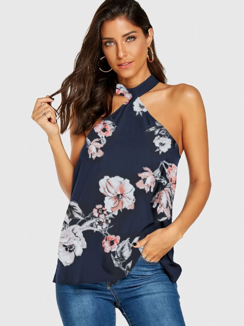 Kvinnor Casual Random Blommönster Halter Ärmlös Cami