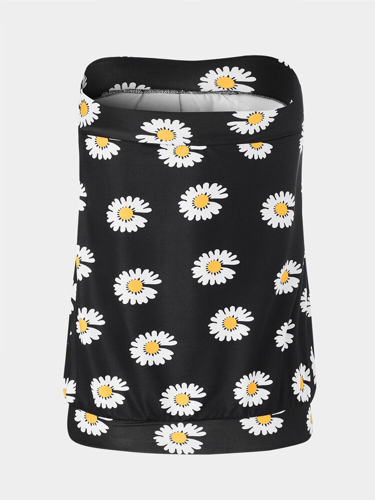 Small Daisies Print Strapless Sleeveless Holiday Beach Tube Tank Top