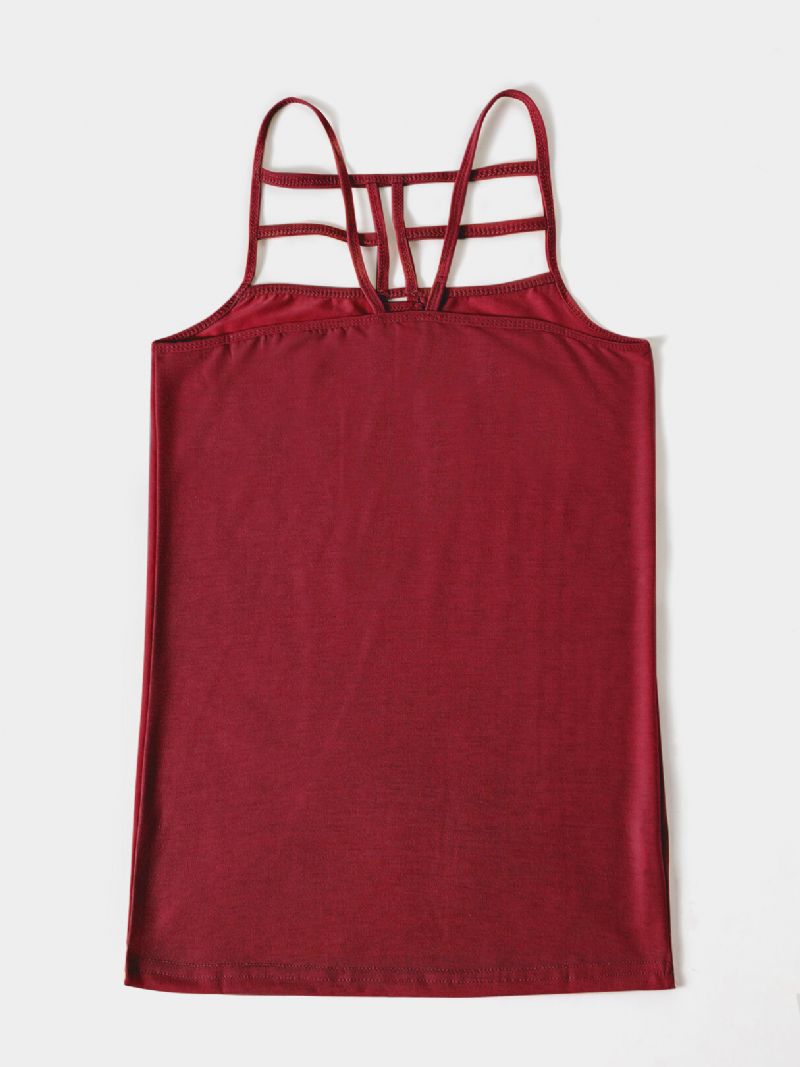 Solid Color Cut Out Crossed Front Casual Cami