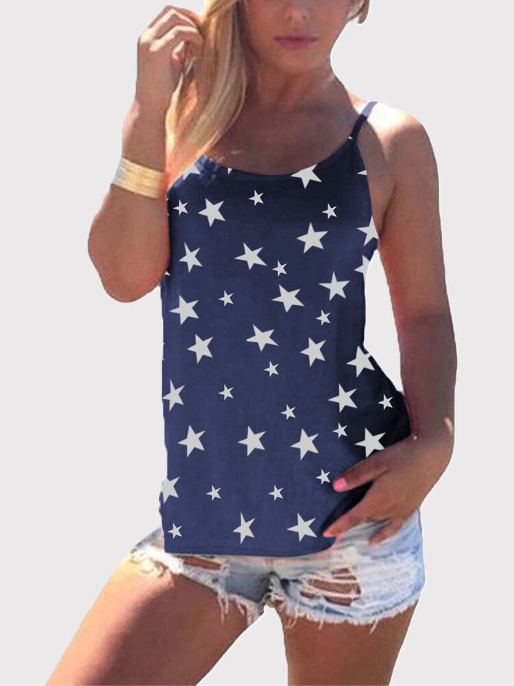 Star Print Back Cross Sleeveless Sling Casual Wild Linne