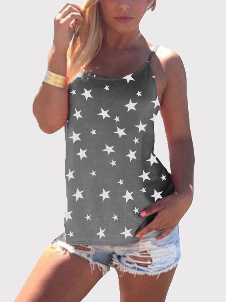 Star Print Back Cross Sleeveless Sling Casual Wild Linne