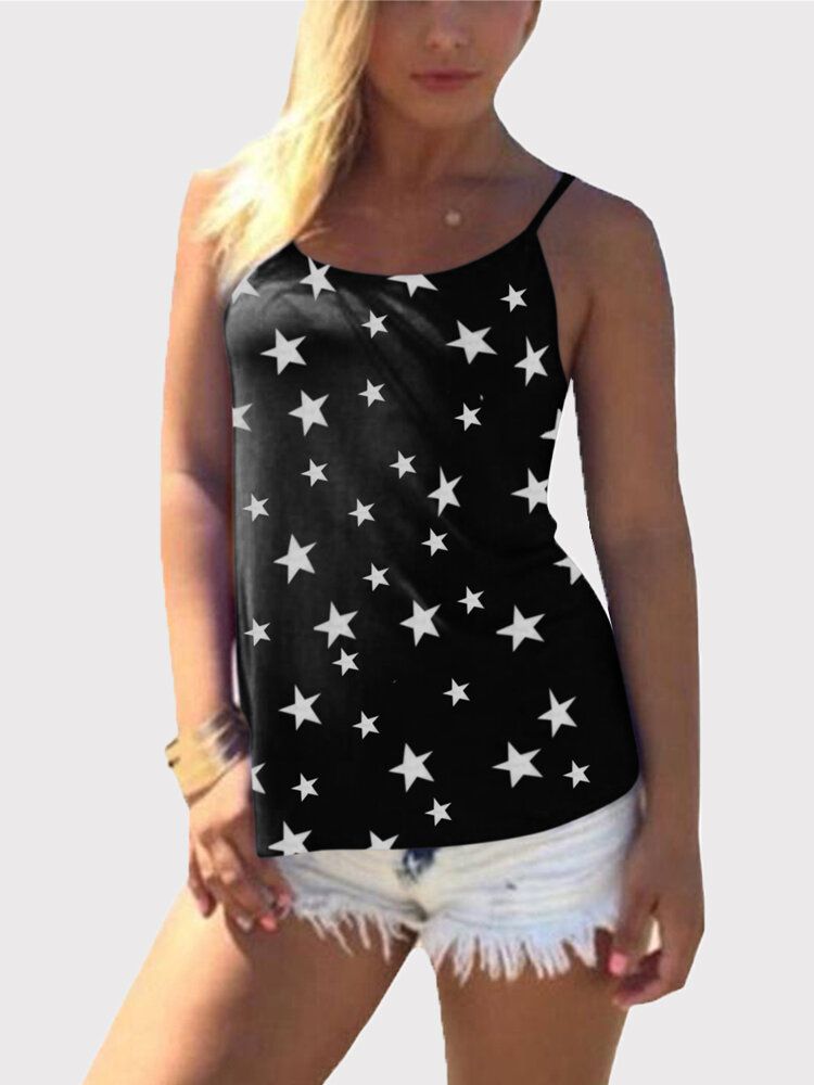 Star Print Back Cross Sleeveless Sling Casual Wild Linne