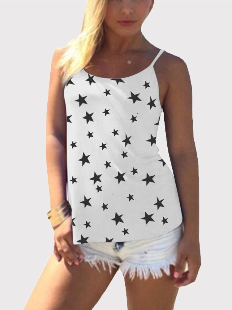 Star Print Back Cross Sleeveless Sling Casual Wild Linne