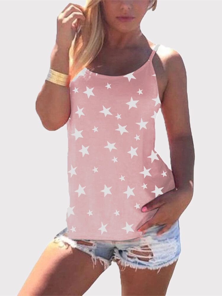 Star Print Back Cross Sleeveless Sling Casual Wild Linne