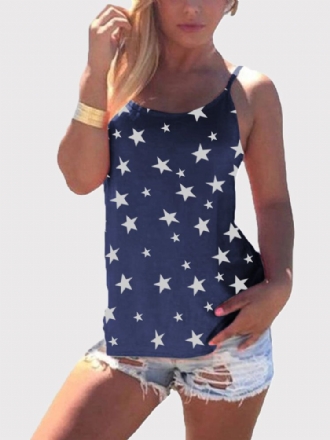 Star Print Back Cross Sleeveless Sling Casual Wild Linne