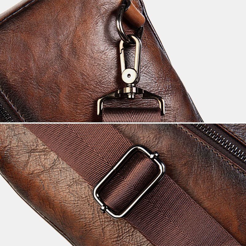 Ekphero Män First Layer Kohud Multi-pocket Anti-stöld Bröstväska Messenger Bag Crossbody Axelväskor