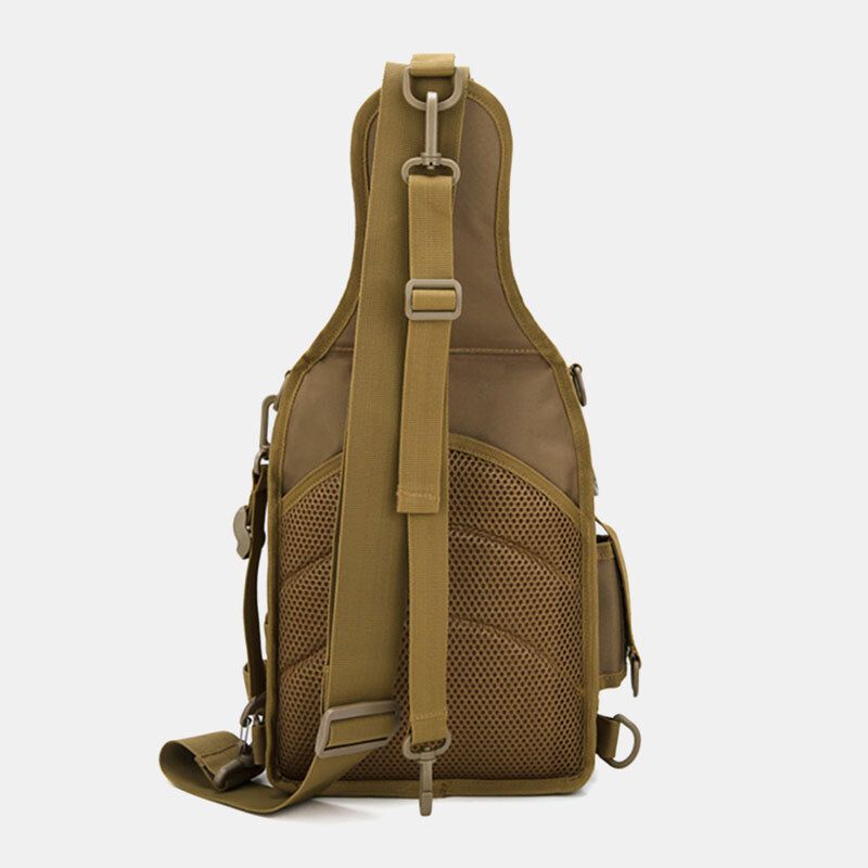 Herr Nylon Kamouflage Multifunktion Stor Kapacitet Utomhusfiske Crossbody-väskor Bröstväska Tactical Bag