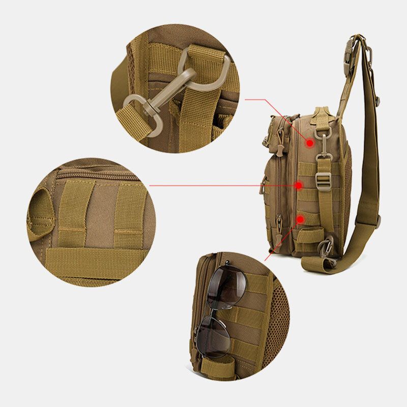 Herr Nylon Kamouflage Multifunktion Stor Kapacitet Utomhusfiske Crossbody-väskor Bröstväska Tactical Bag