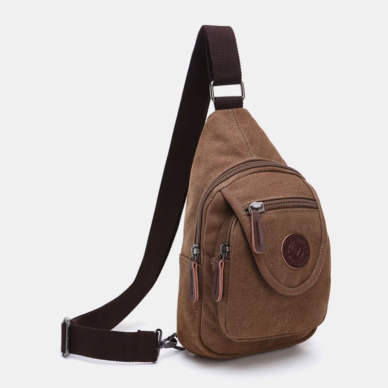 Herr Retro Canvas Bröstväska Med Hög Kapacitet Fritidskläder Resistant Waterproof Crossbody Bag Axelväska