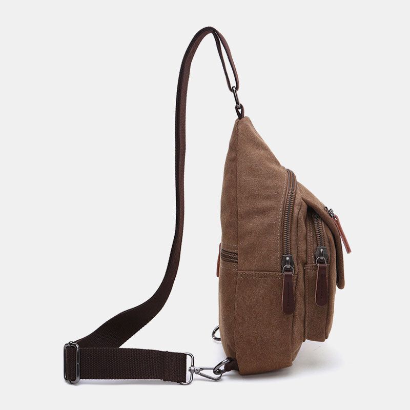 Herr Retro Canvas Bröstväska Med Hög Kapacitet Fritidskläder Resistant Waterproof Crossbody Bag Axelväska