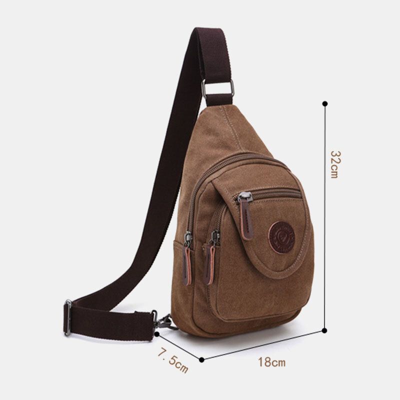 Herr Retro Canvas Bröstväska Med Hög Kapacitet Fritidskläder Resistant Waterproof Crossbody Bag Axelväska