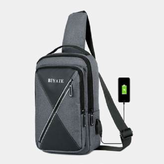 Herr Usb Laddning Bröstväska Med Flera Fickor Oxford Halkfri Slitbeständig Vattentät Casual Axelväska Crossbody-väskor