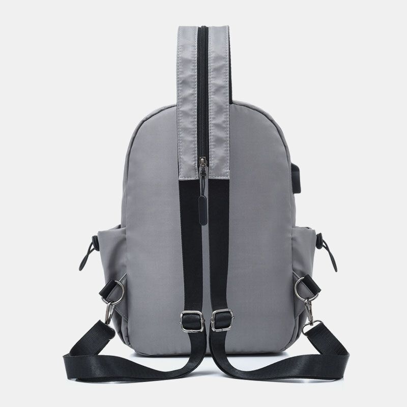 Herr Usb Laddning Multi-carry Flerlager Vattentät Crossbody Bag Bröstväska Sling Bag Ryggsäck