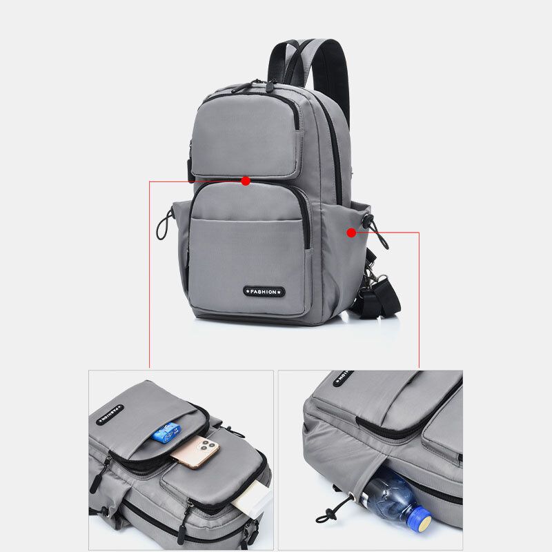 Herr Usb Laddning Multi-carry Flerlager Vattentät Crossbody Bag Bröstväska Sling Bag Ryggsäck