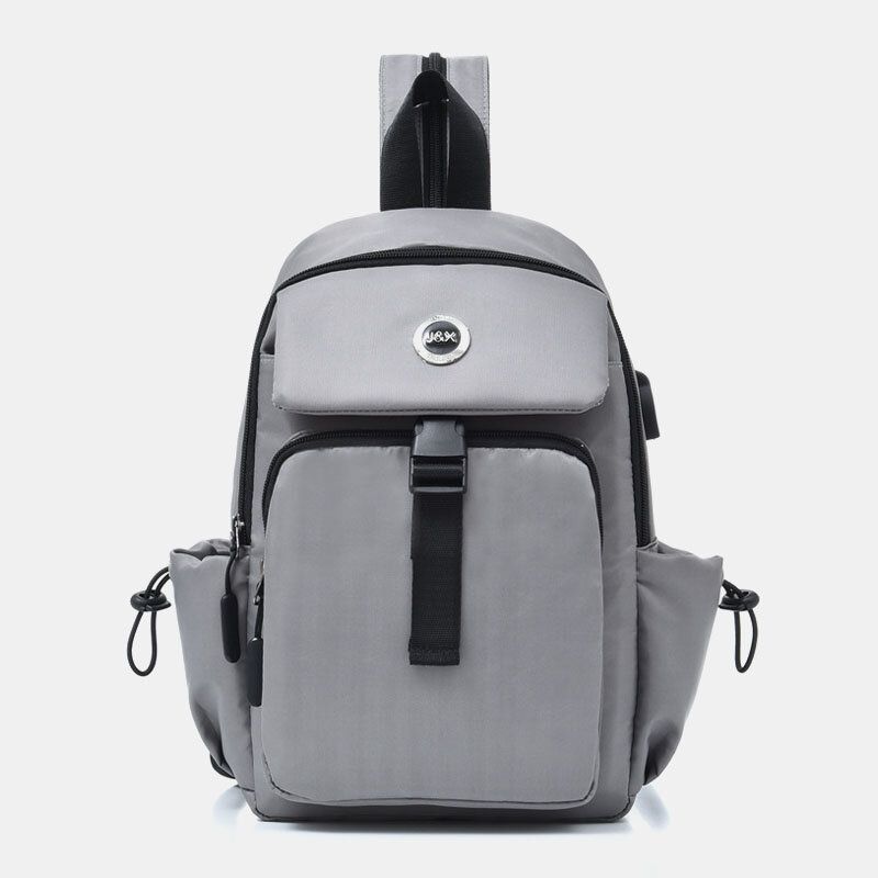 Herr Usb Laddning Multi-carry Flerlager Vattentät Crossbody-väska Bröstväska Sling Bag Ryggsäck