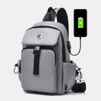 Herr Usb Laddning Multi-carry Flerlager Vattentät Crossbody-väska Bröstväska Sling Bag Ryggsäck