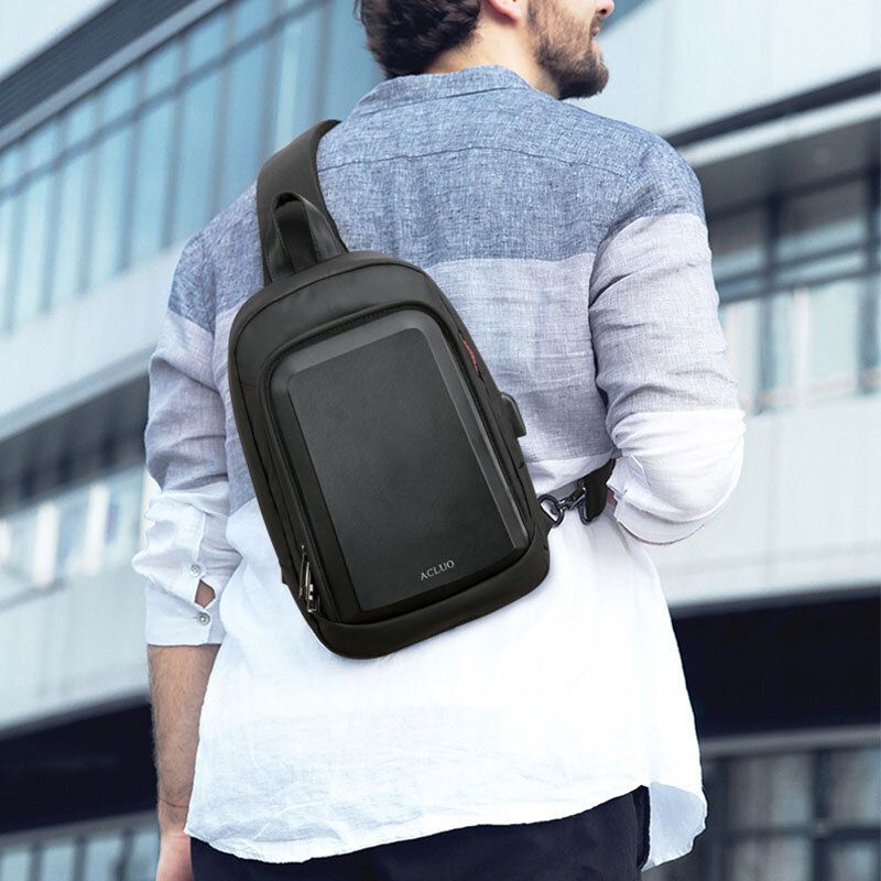 Herr Usb-laddning Vattentät Bröstväska Casual Avtagbar Axelrem Andas Crossbody-väskor Axelväska