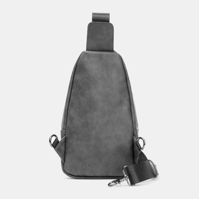 Män Enfärgad Hörlurar Hål Design Flerficks Bröstväska Casual Outdoor Pu Mjukt Läder Slitstarkt Crossbody-väska Axelväska