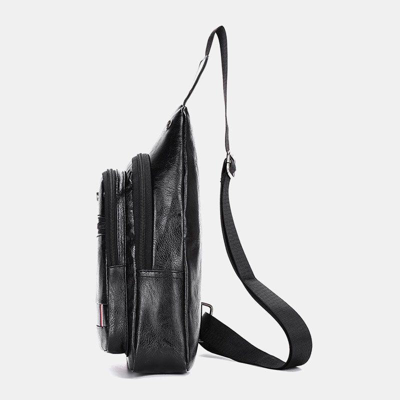 Män Hörlurar Hål Business Multi-pocket Crossbody Bag Bröstväska Sling Bag