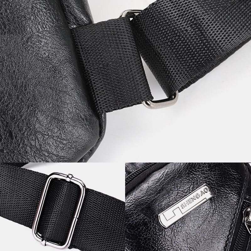 Män Hörlurar Hål Business Multi-pocket Crossbody Bag Bröstväska Sling Bag