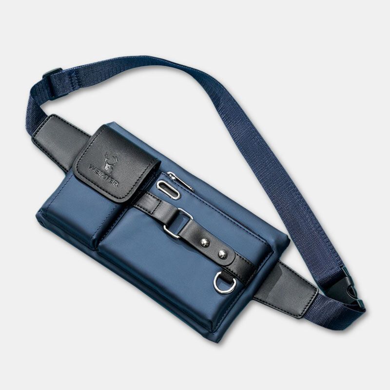 Män Oxford Multifunktion Vattentät Hörlurar Hål Design Bröstväska Midjeväska Casual Fashion 65 Tums Telefonväska Crossbody-väskor