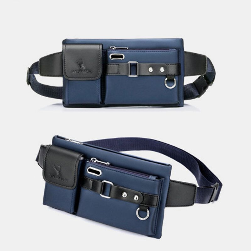 Män Oxford Multifunktion Vattentät Hörlurar Hål Design Bröstväska Midjeväska Casual Fashion 65 Tums Telefonväska Crossbody-väskor