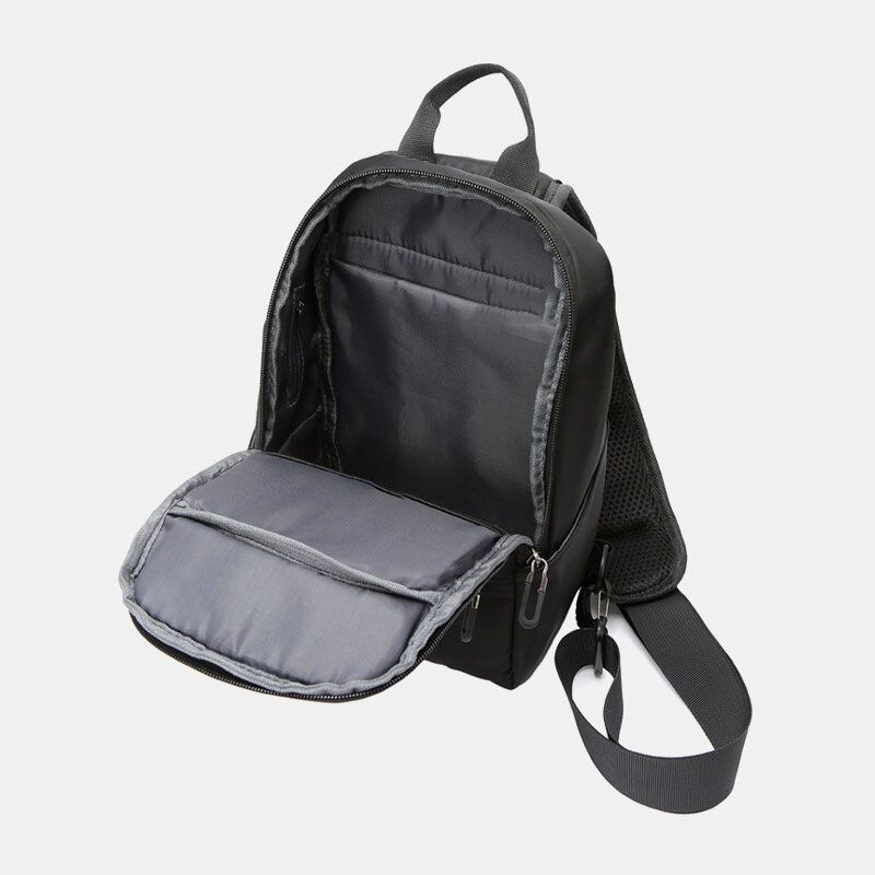 Män Oxford Stor Kapacitet Usb-laddning Flerlager Vattentät Crossbody-väska Bröstväska Sling Bag