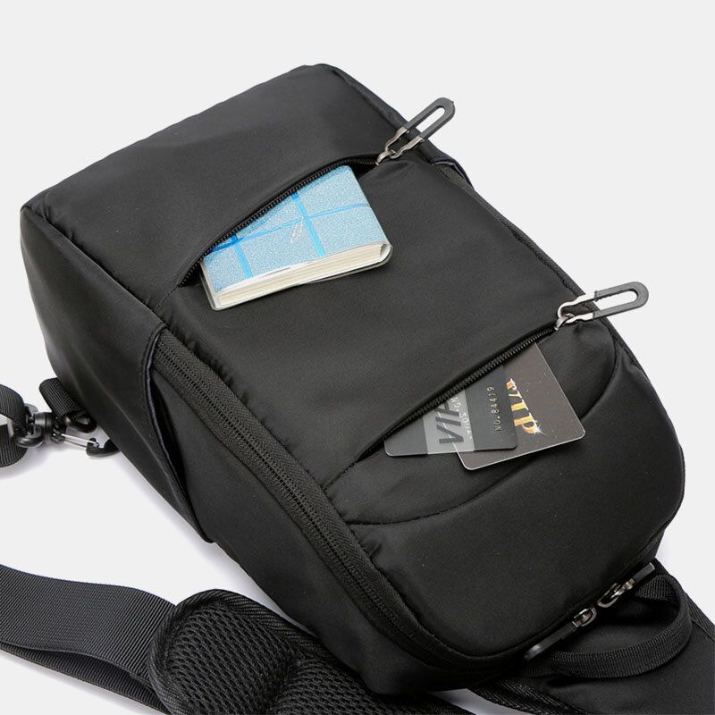 Män Oxford Stor Kapacitet Usb-laddning Flerlager Vattentät Crossbody-väska Bröstväska Sling Bag