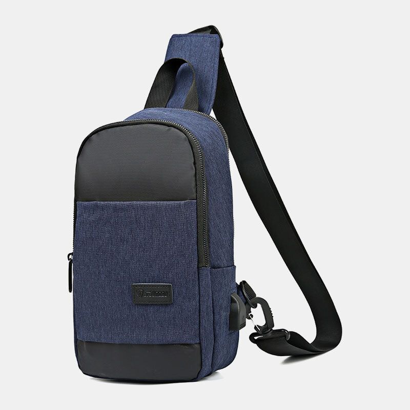 Män Oxford Vattentät Usb-laddningsväska Med Stor Kapacitet Messenger Crossbody-väska