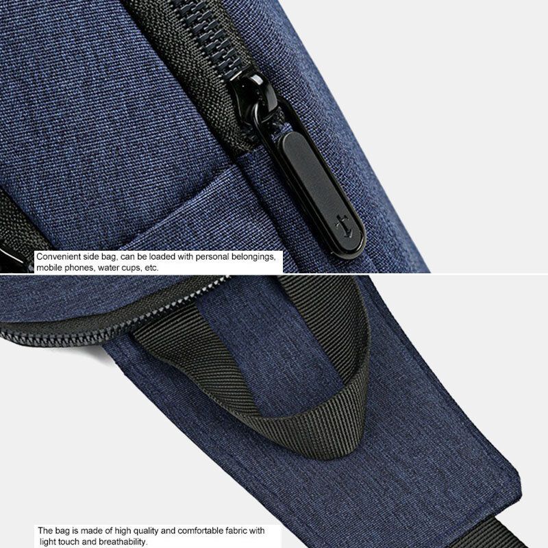 Män Oxford Vattentät Usb-laddningsväska Med Stor Kapacitet Messenger Crossbody-väska