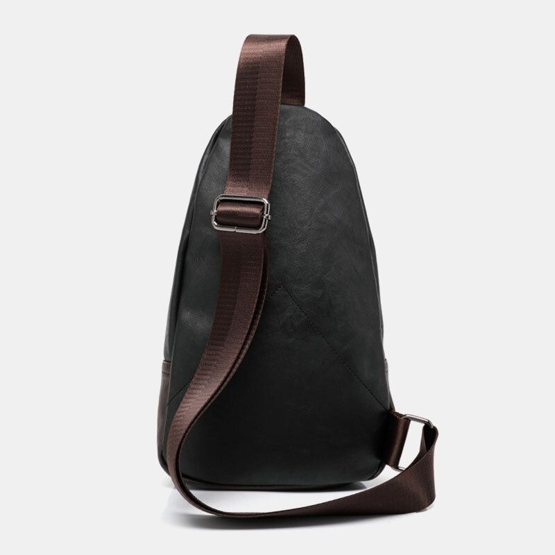 Män Pu-läder Flerficks Vattentät Casual Crossbody-väska Bröstväska Sling Bag