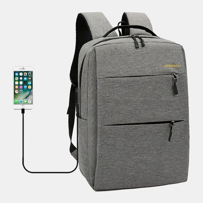 Herr 3st Nylon Usb-laddning Slitstarkt Mode Casual Laptopväska Ryggsäck Crossbody-väska Clutchväska