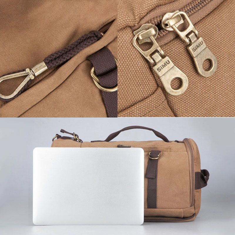 Herr Canvas Reseryggsäck Multifunktion Med Usb-laddning Handväska Axelväska Cross Body Bag