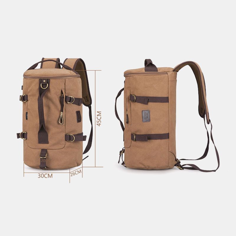 Herr Canvas Reseryggsäck Multifunktion Med Usb-laddning Handväska Axelväska Cross Body Bag