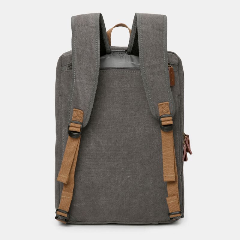 Herr Vintage Casual Canvas Stor Kapacitet 17-tums Bärbar Datorväska Ryggsäck Crossbody-väska Med Flera Fickor