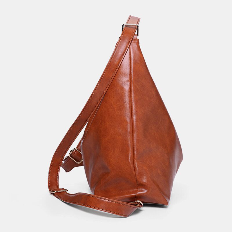 Kvinnor Oljevax Läder Stor Kapacitet Ryggsäck Axelväska Crossbody Väska Handväska Skötväska Hobo Bag Hobo Bag