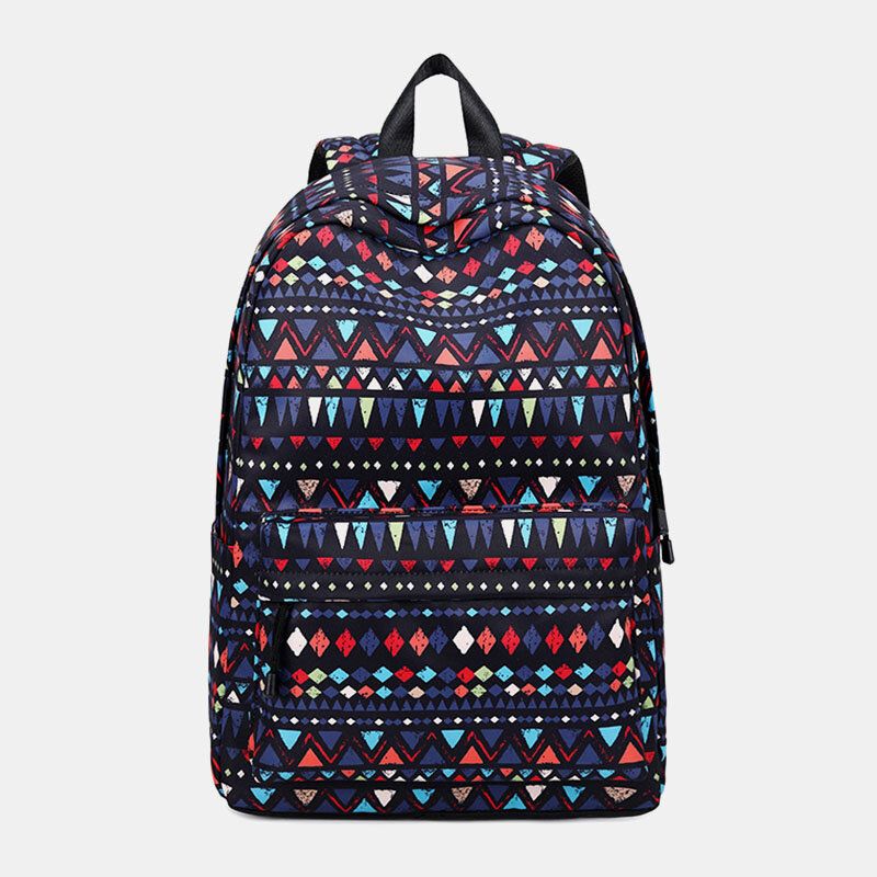 Kvinnor Vattentät Bohemian Printed National Backpack Skolväska