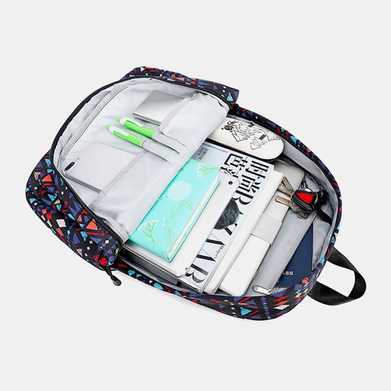 Kvinnor Vattentät Bohemian Printed National Backpack Skolväska