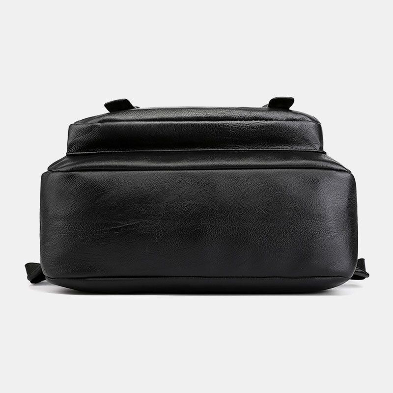 Män Pu-läder Ryggsäck Med Flera Fickor Casual Travel Large Capacit Laptopväska Axelväska