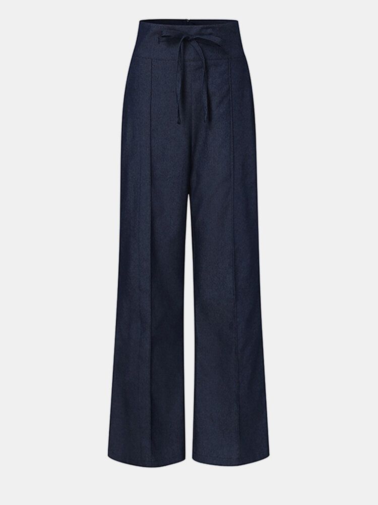 Kvinnor Dragsko Med Hög Midja Byxor Raka Bootcut Byxor Med Fickor